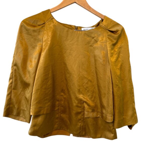 SEE BY CHLOÉ Gold Metallic Top - Picture 1 of 6